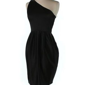 Alice and Olivia one shoulder black cocktail dress
